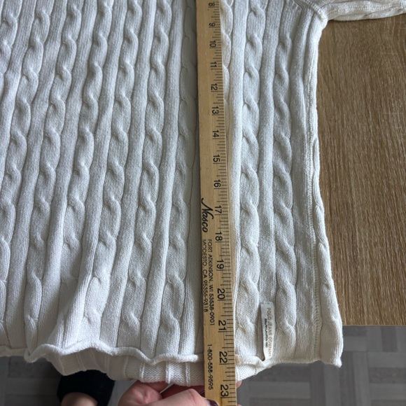 Ralph Lauren Polo Jeans Cable Knit White Turtleneck Cotton Sweater Size Large - Picture 7 of 8